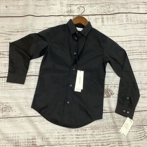 77. Calvin Klein Black Boys Dress Shirt NWT Size 10 Slim Fit Stretch